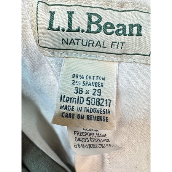 L.L. Bean Natural Fit Cargo Pants Mens 38x29 Khaki Green Casual Straight Stretch - Picture 4 of 13